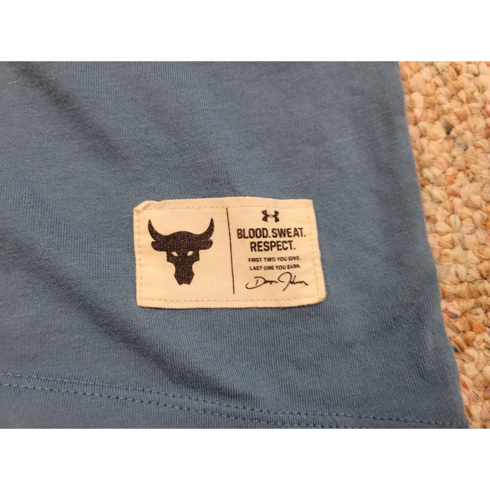 Under Armour Project Rock Shirt Mens Large Blue Disrupt Logo Performance Cropped - Picture 8 of 14